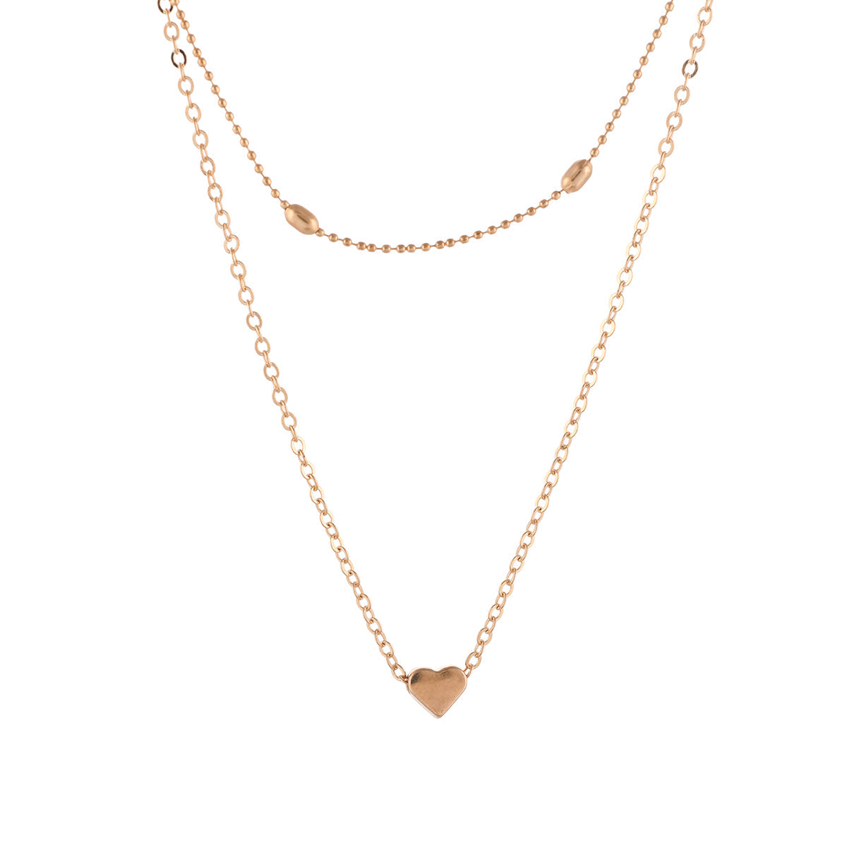 Women's Trendy Essentials Tiny Heart Lightly Embellished Gold Plated Necklace - Voylla