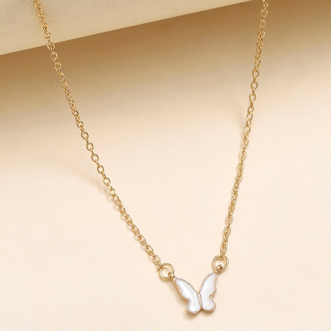 Women's Beautiful Open Winged Butterly Charm Gold Plated Necklace - Voylla