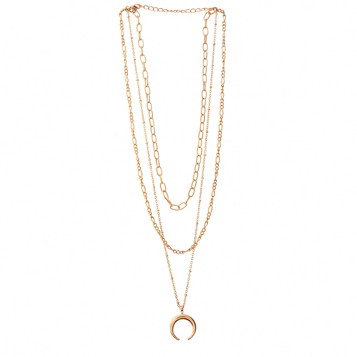Women's Trendy Essentials Crescent Layered Gold Plated Brass Necklace - Voylla