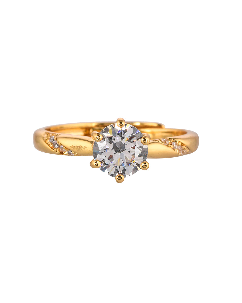 Women's Sparkling Elegance Gold Plated Cluster Setting Zircons Adorned Ring - Voylla
