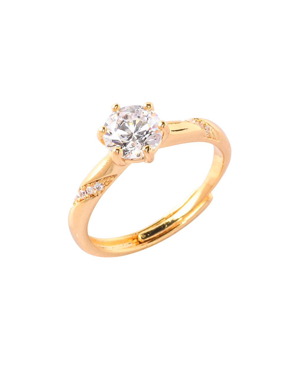 Women's Sparkling Elegance Gold Plated Cluster Setting Zircons Adorned Ring - Voylla