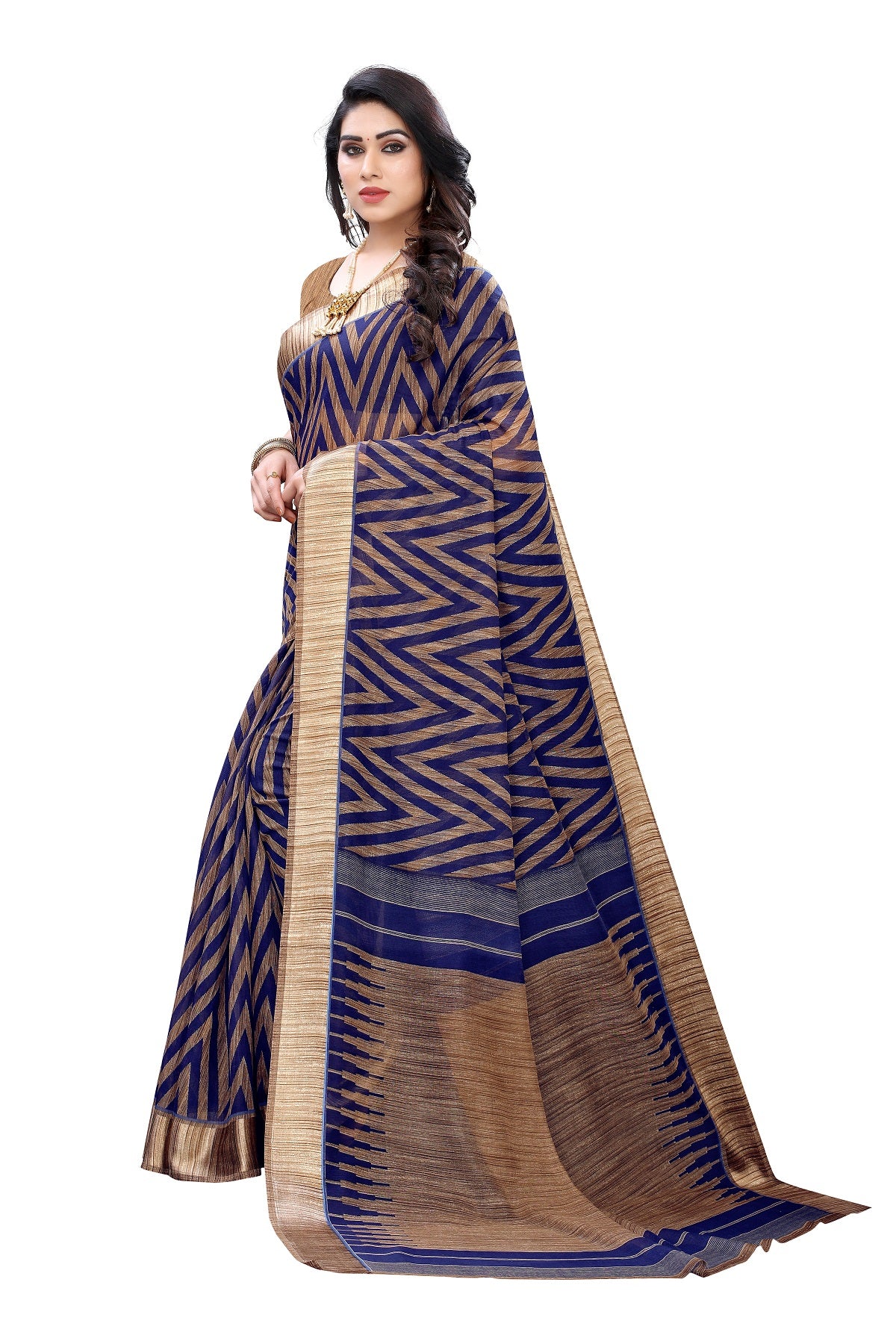 Women's Blue Linen Designer Saree - Vamika