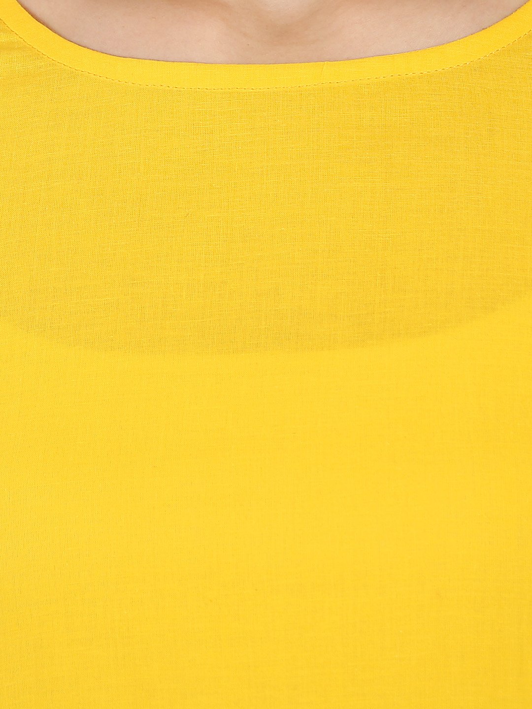 Women's Yellow Printed 3/4Th Sleeve Cotton A-Line Kurta - Nayo Clothing
