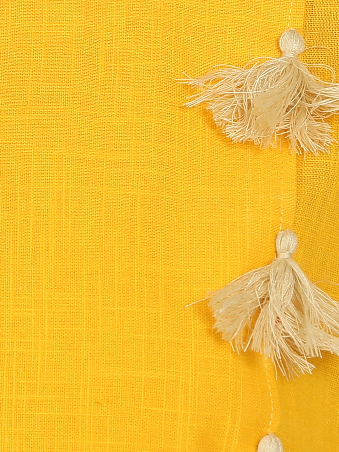 Women's Yellow 3/4Th Sleeve Cotton Slub A-Line Kurta - Nayo Clothing