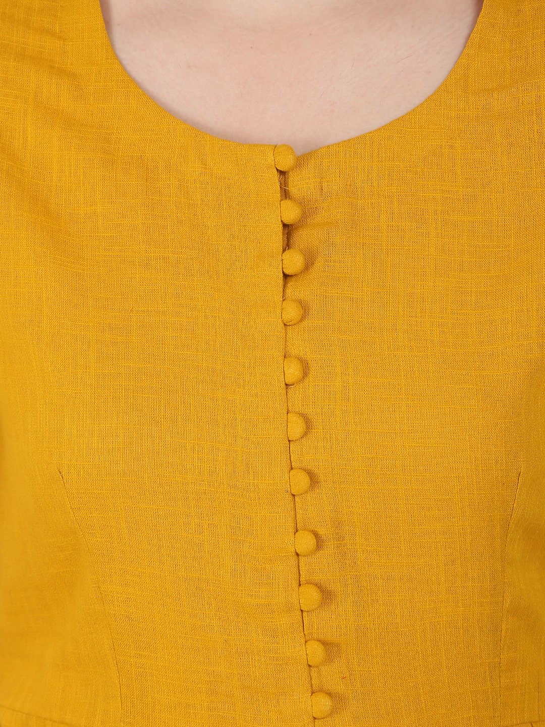 Women's Mustard Half Sleeve Cotton Slub Assymetric Kurta - Nayo Clothing