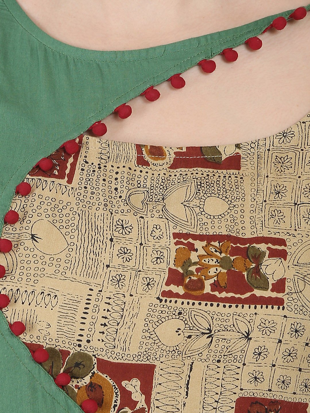 Women's Beige Printed Half Sleeve Rayon Anarkali Kurta - Nayo Clothing