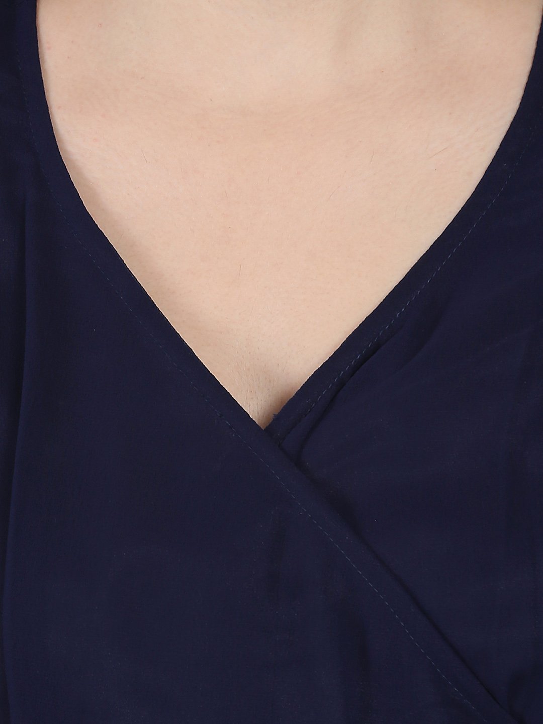 Women's Navy Blue Half Sleeve Georgette Anarkali Kurta - Nayo Clothing