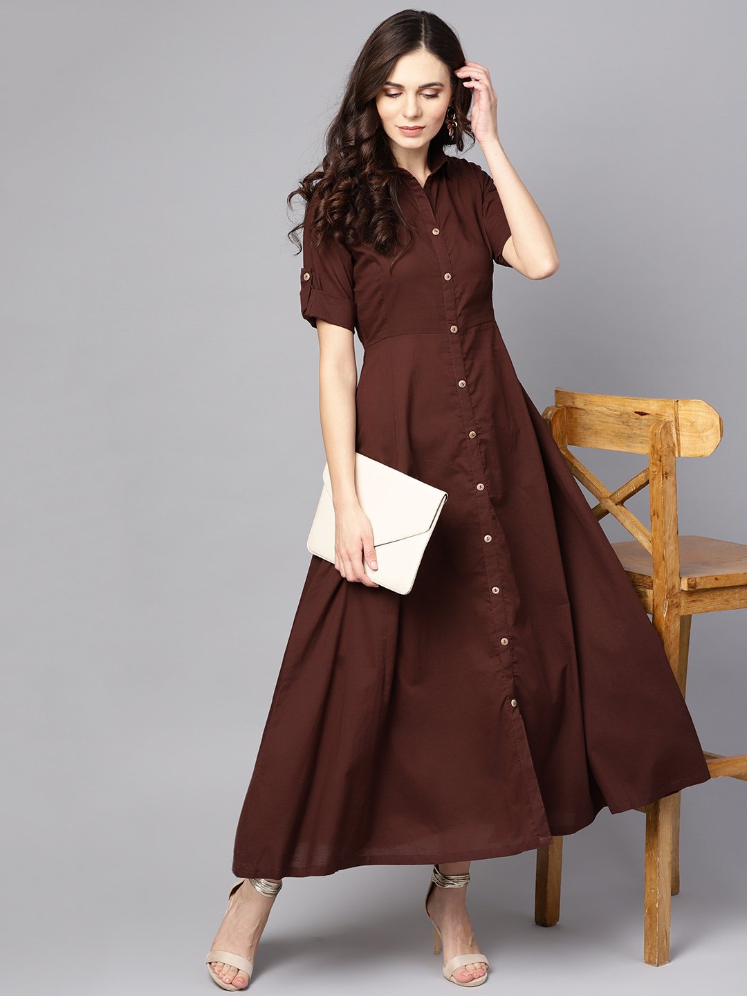 Buy Women's Solid Chocolate Brown Maxi Dress with Shirt Collar & 3/4 sleeves - Nayo Clothing Online at Best Price | Trendia. Buy Women's Solid Chocolate Brown Maxi Dress with Shirt Collar & 3/4 sleeves - Nayo Clothing Online at Best Price | Trendia.