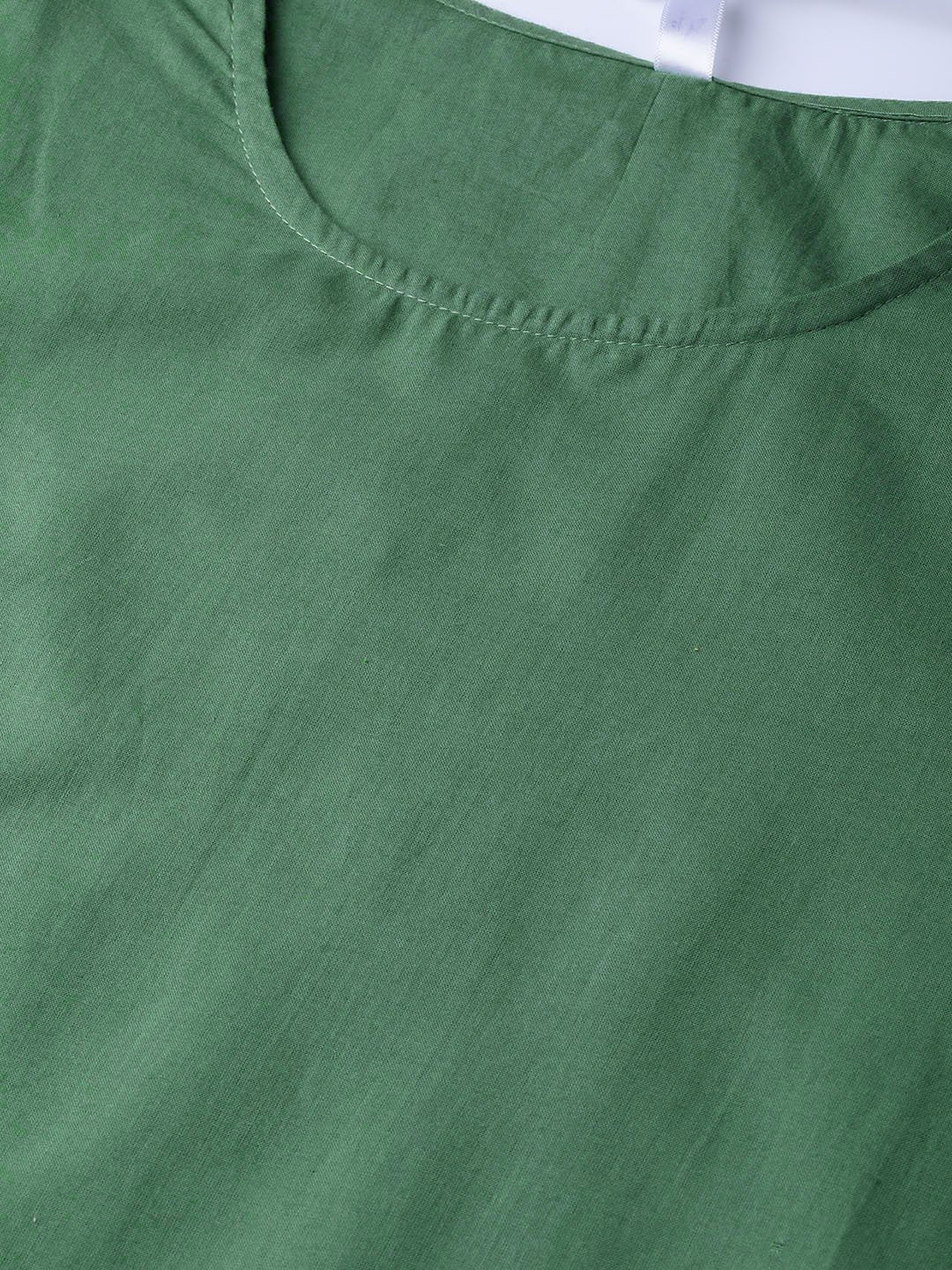 Women's Solid Green Straight Kurta set with Pants & Multi colored Dupatta - Nayo Clothing