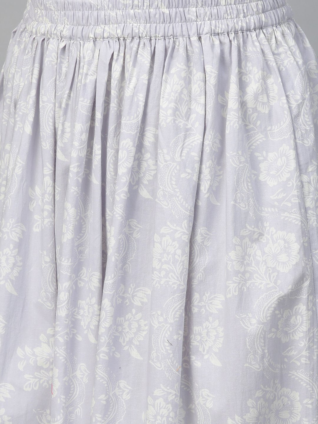 Women's Nayo Pink & Off White Straight Floral Printed Kurta And Skirt Set - Nayo Clothing