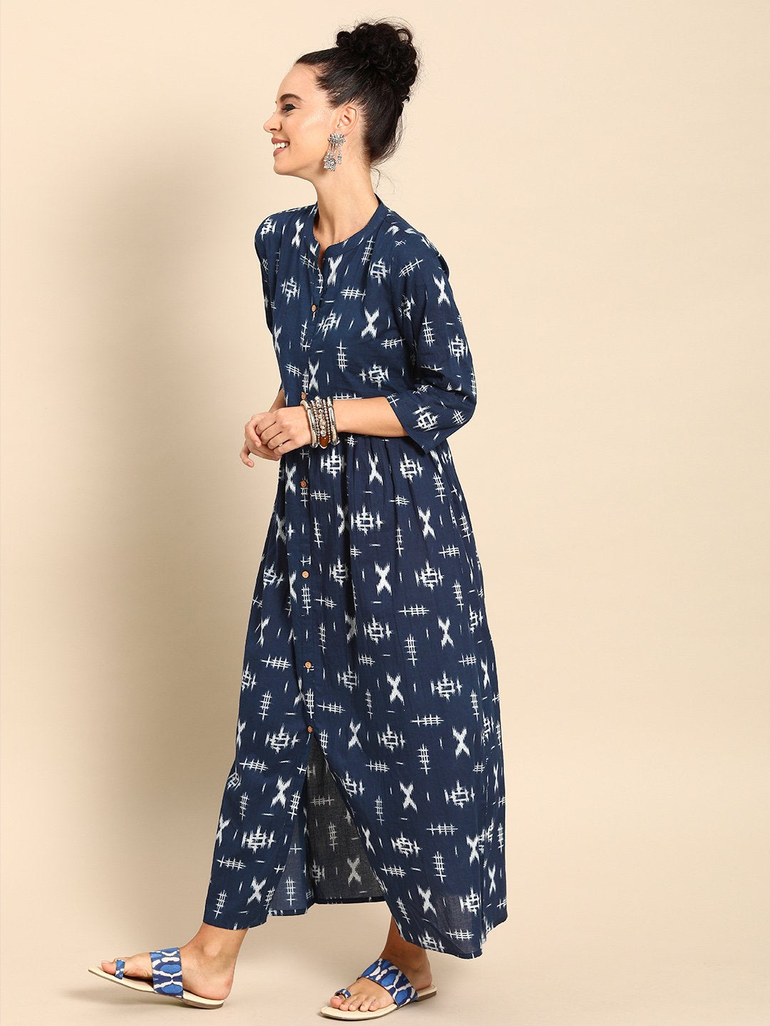 Women's Nayo Blue Printed A-Line Dress - Nayo Clothing