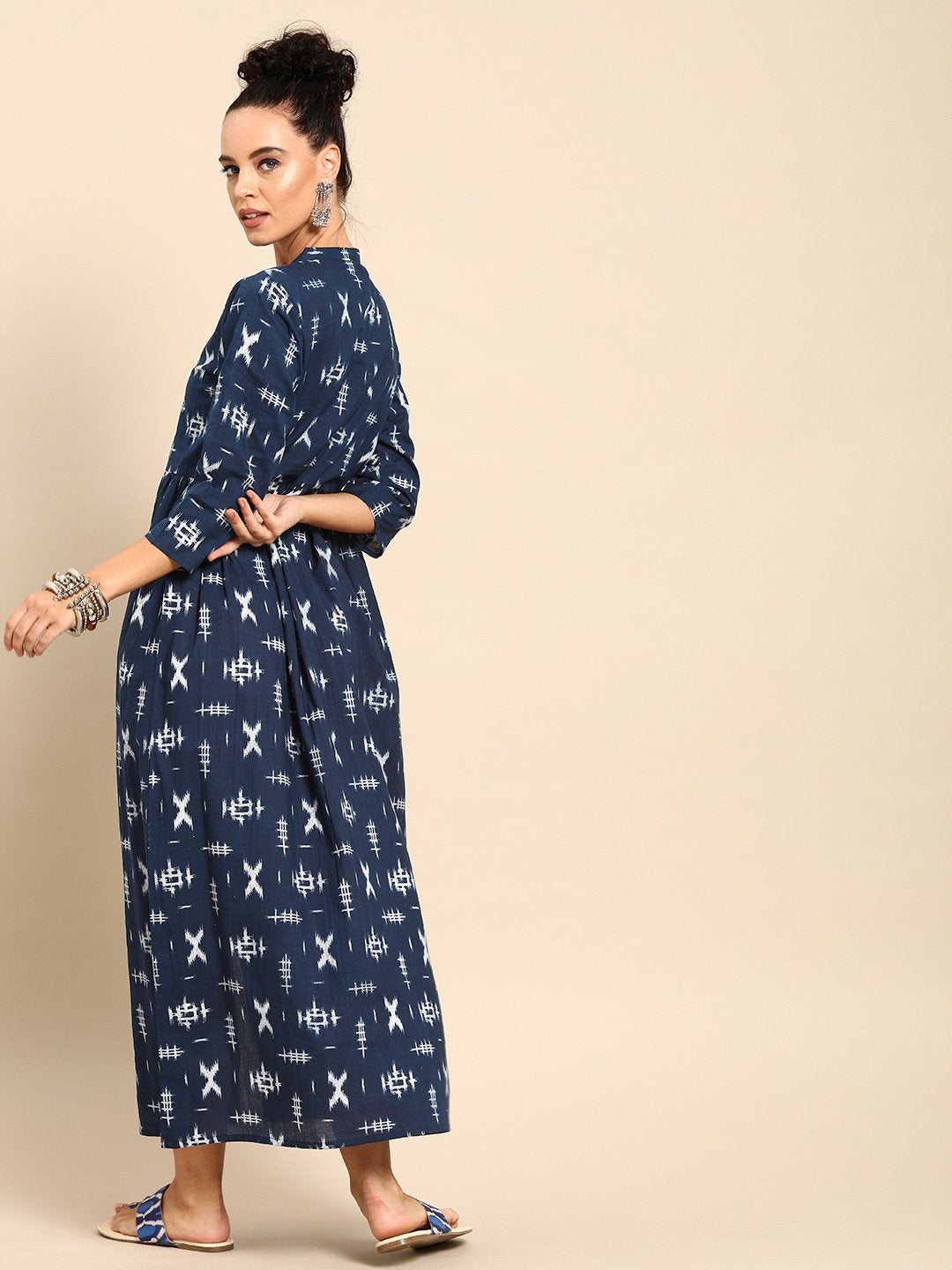 Women's Nayo Blue Printed A-Line Dress - Nayo Clothing
