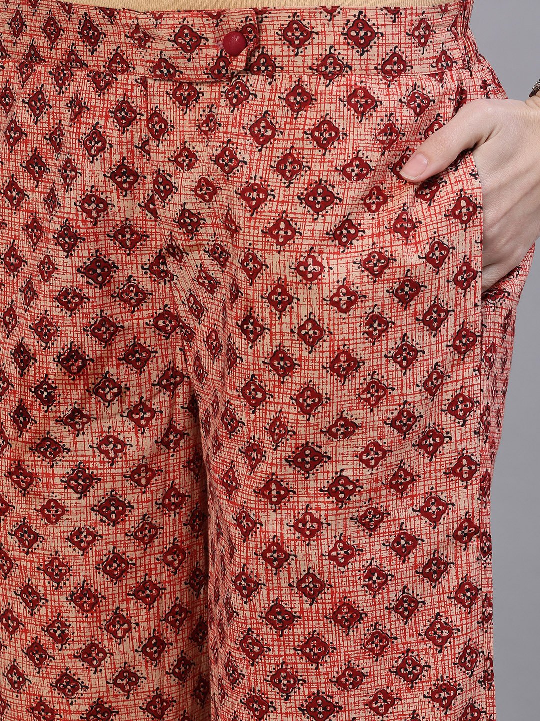 Women's Brown Printed Cotton Palazzo - Nayo Clothing