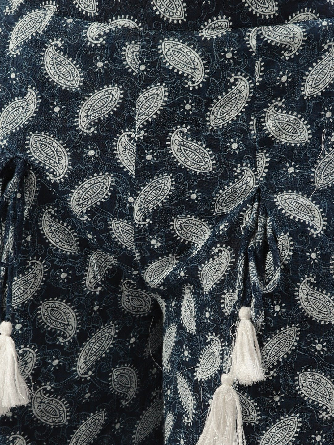 Women's Indigo Blue Ethnic Motifs Printed Cotton Wide Leg Palazzo - Nayo Clothing