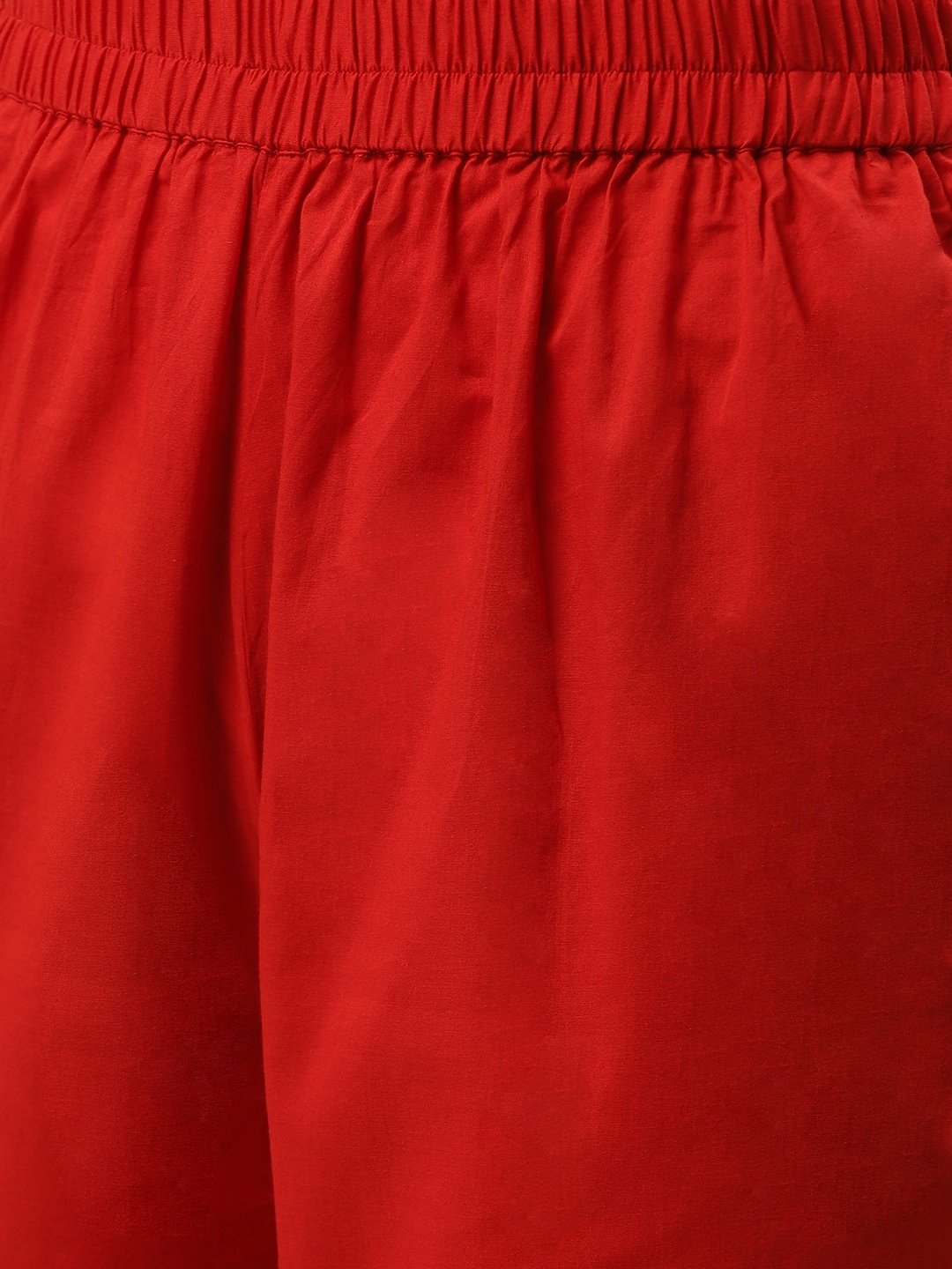 Women's Red Three-Quarter Sleeves Straight Kurta And Trouser Pant Set - Nayo Clothing