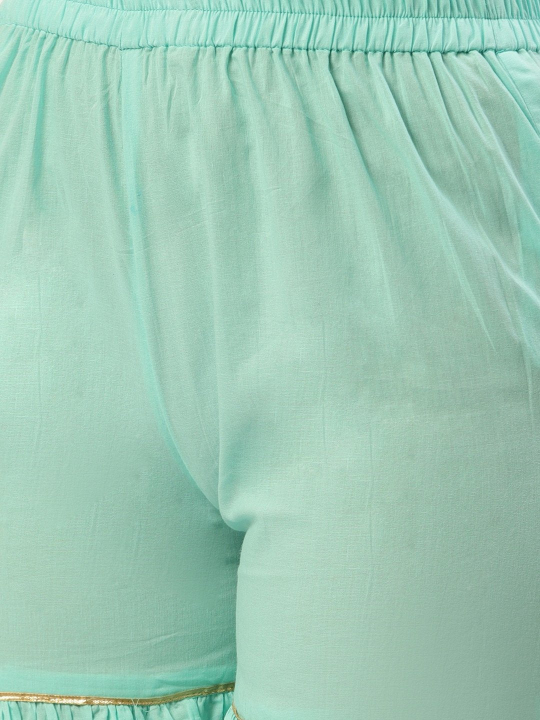 Women's Pastel Blue Three-Quarter Sleeves Flared Peplum Kurta And Sharara Set - Nayo Clothing