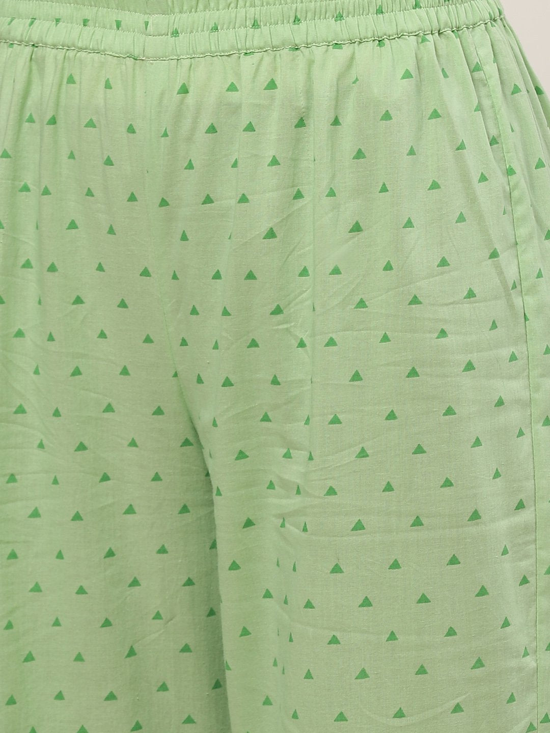 Women's Green Three-Quarter Sleeves Straight Kurta With Palazzo - Nayo Clothing
