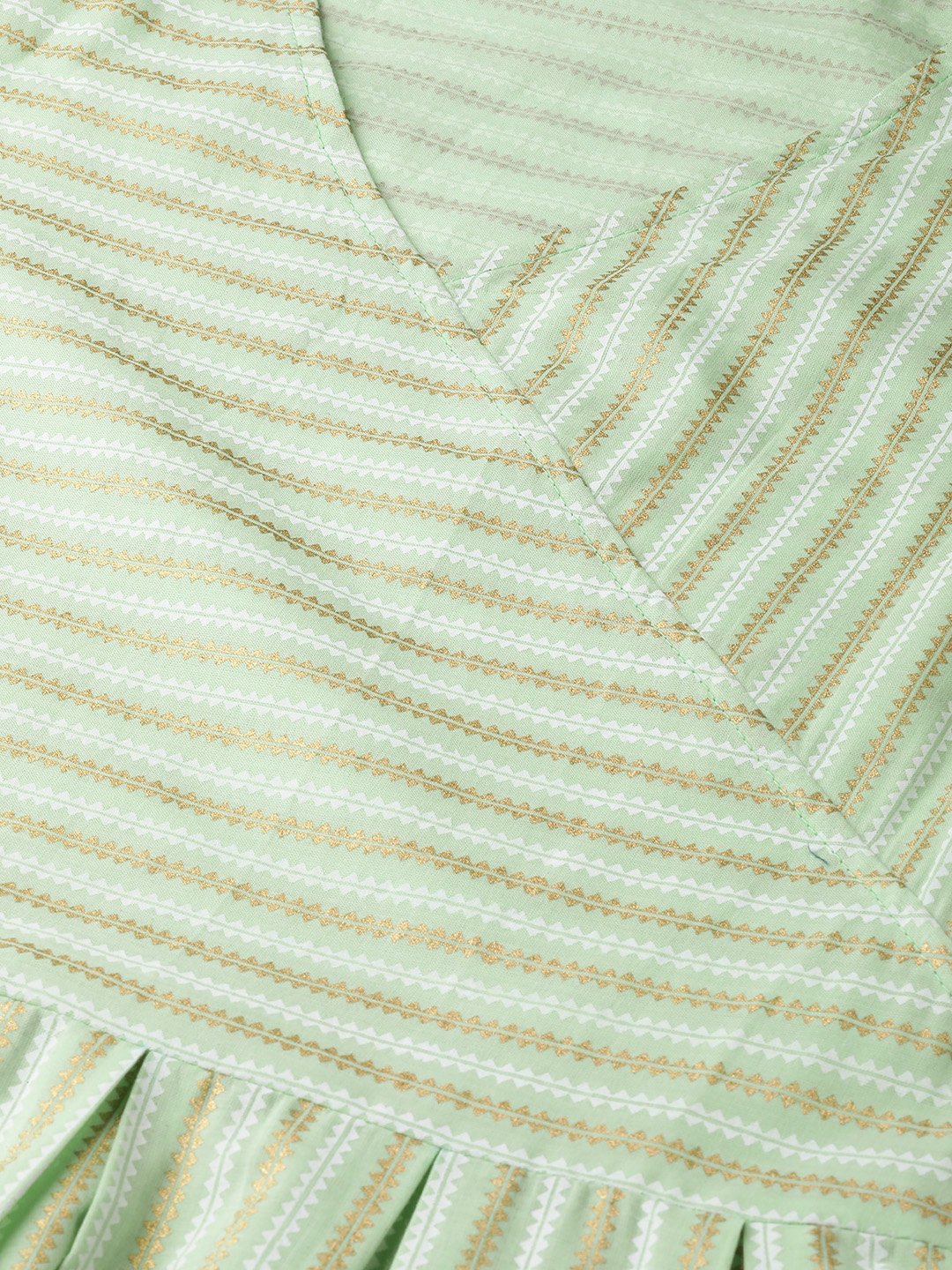 Women's Green Three-Quarter Sleeves Flared Kurta And Sharara Set - Nayo Clothing