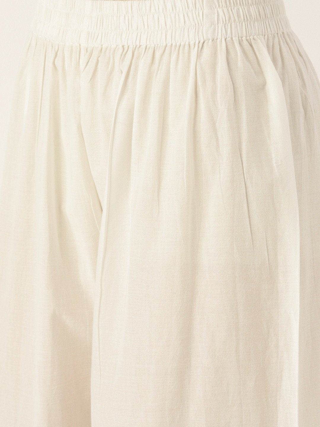 Women's White Three-Quarter Sleeves Flared Kurta With Palazzo Set - Nayo Clothing