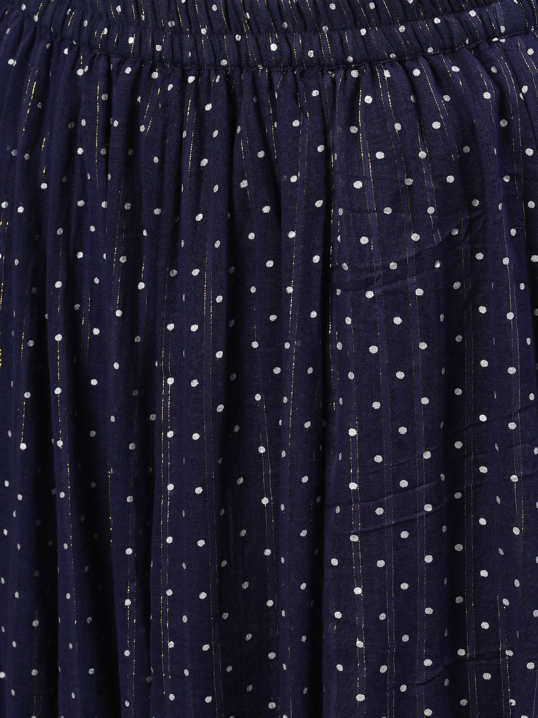 Women's Navy Blue Polka Dot Printed Maxi Skirt - Nayo Clothing