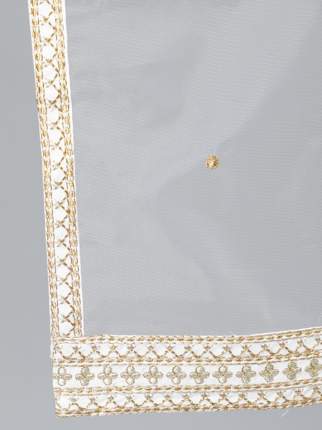 Women's Off-White Gold Embroidered Flared Kurta Plazzo With Net Dupatta - Nayo Clothing