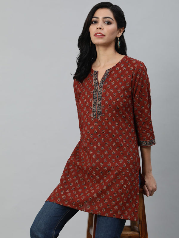 Women's Maroon Printed Tunic