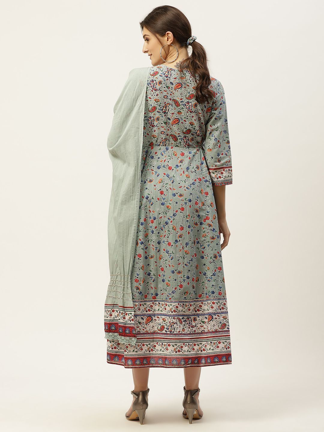 Women's Floral Printed Anarkali Dress & Dupatta Set - Juniper