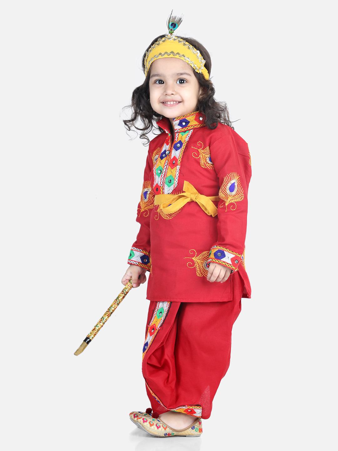 Boy's Red Color Embroidered Kanhaiya Dhoti Kurta - NOZ2TOZ KIDS