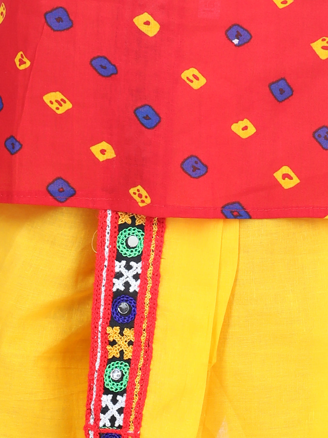 Boy's Red Color Bandhani Print Cotton Full Sleeve Dhoti Kurta - NOZ2TOZ KIDS