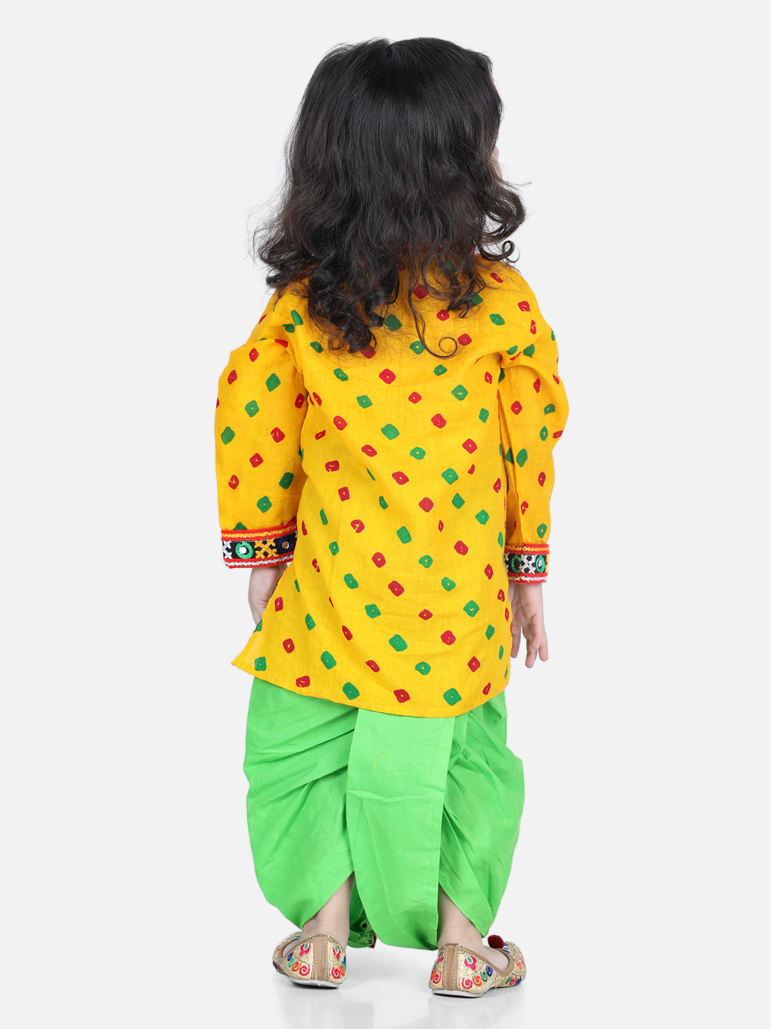 Boy's Yellow Color Bandhani Print Cotton Full Sleeve Dhoti Kurta - NOZ2TOZ KIDS