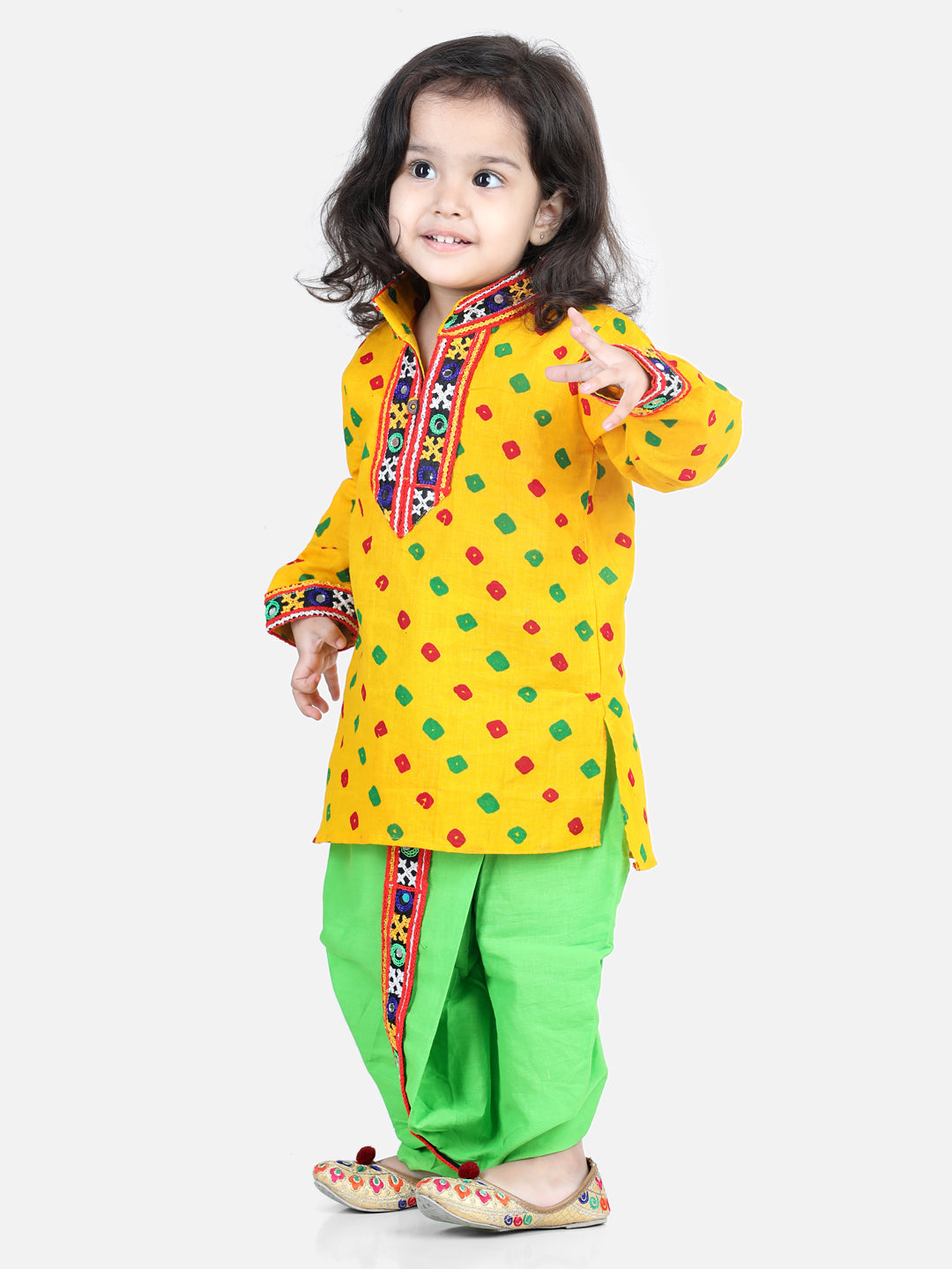 Boy's Yellow Color Bandhani Print Cotton Full Sleeve Dhoti Kurta - NOZ2TOZ KIDS