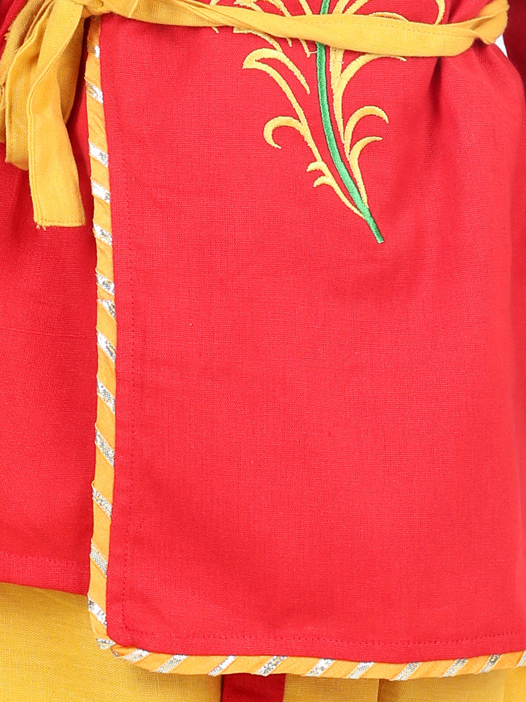 Boy's Red Color Cotton Embroidery Kanhaiya Dhoti Kurta Mukut Sets - NOZ2TOZ KIDS