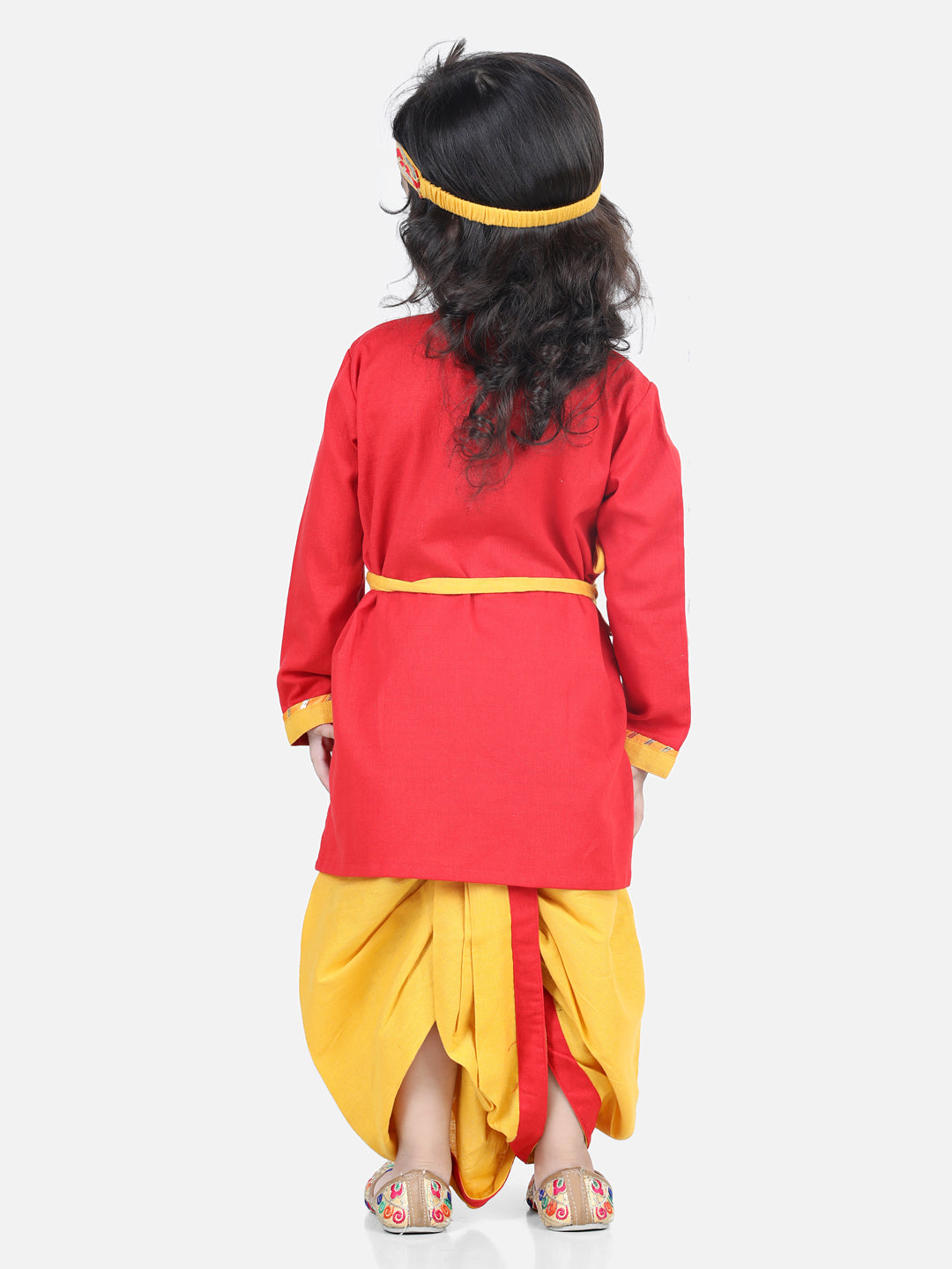 Boy's Red Color Cotton Embroidery Kanhaiya Dhoti Kurta Mukut Sets - NOZ2TOZ KIDS
