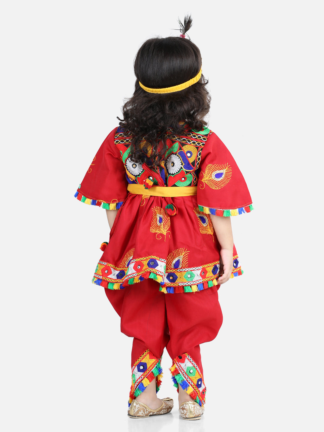 Girl's Red Color Embroidered Dhoti Top Radha Dress - NOZ2TOZ KIDS
