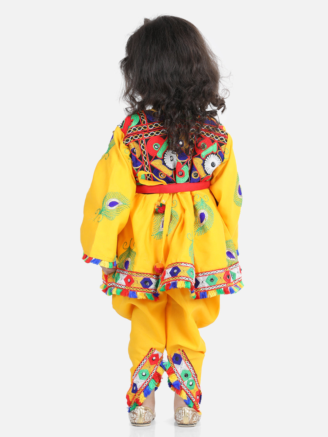 Girl's Yellow Color Embroidered Dhoti Top Radha Dress - NOZ2TOZ KIDS