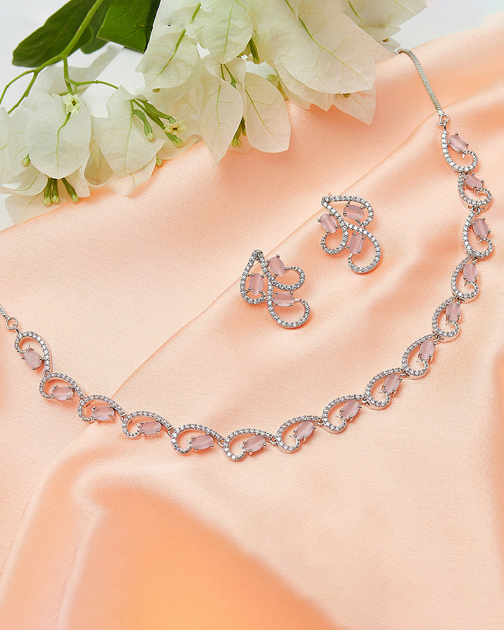 Women's Sparkling Elegance Eye-Catching Necklace Set Studded With Cz Stones - Voylla