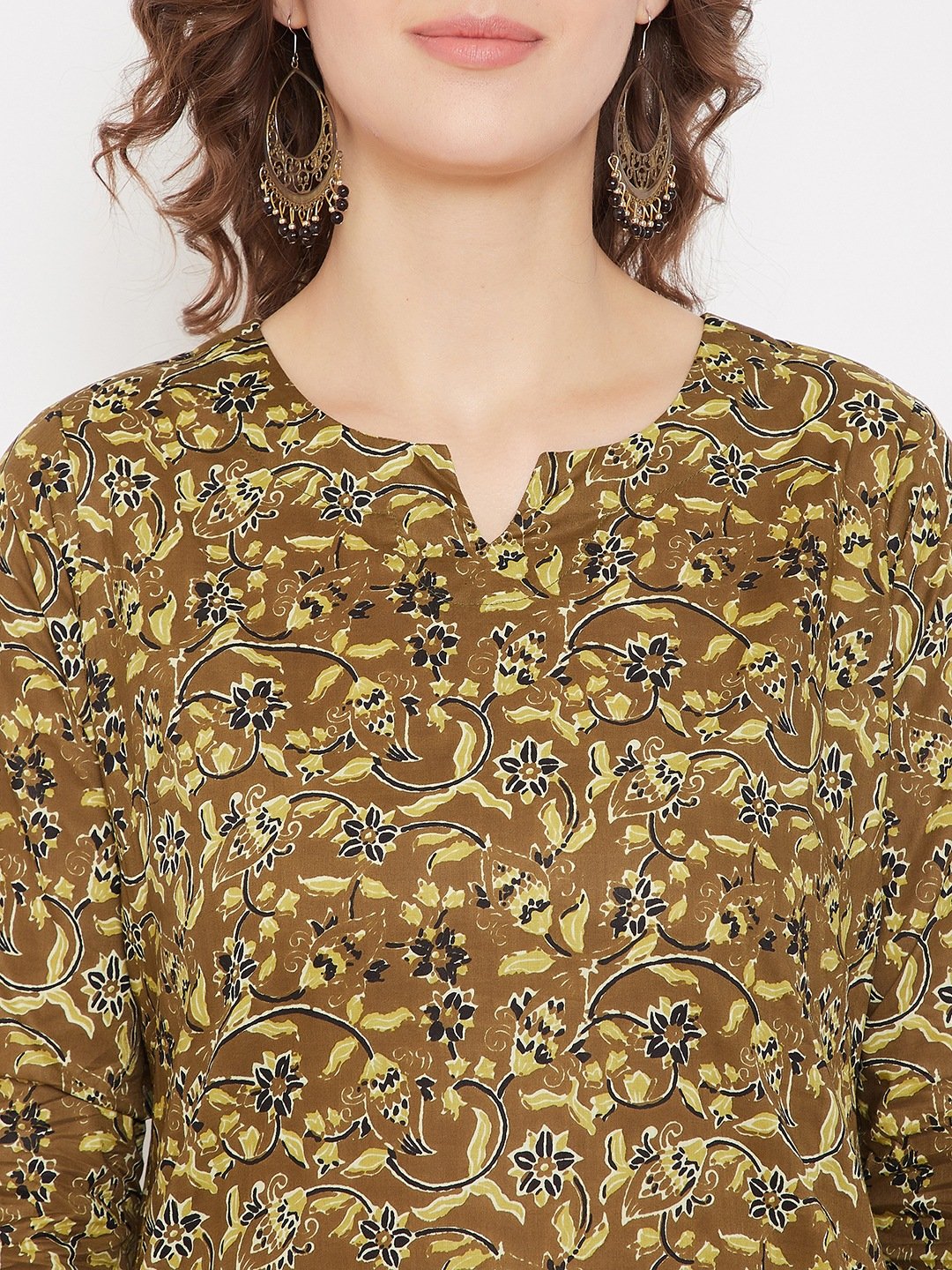 Women's Green Cotton Printed Kurta Palazzo Set - BitterLime