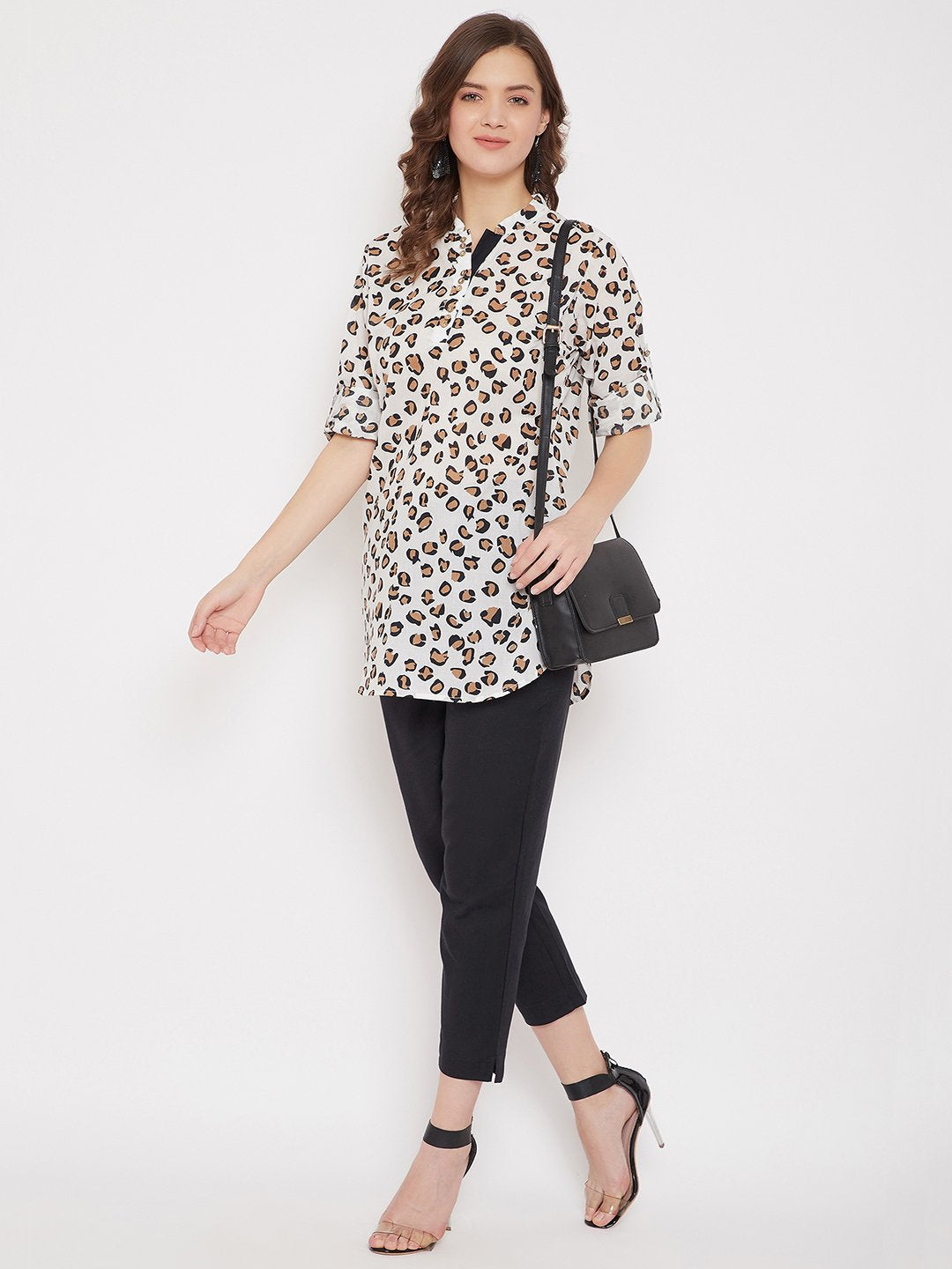 Women's Cotton Printed Tunic & Black Trouser Set - BitterLime