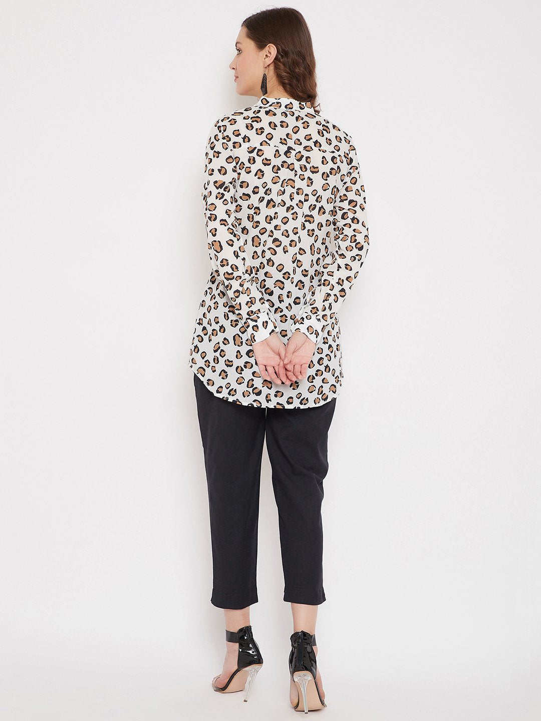 Women's Cotton Printed Tunic & Black Trouser Set - BitterLime