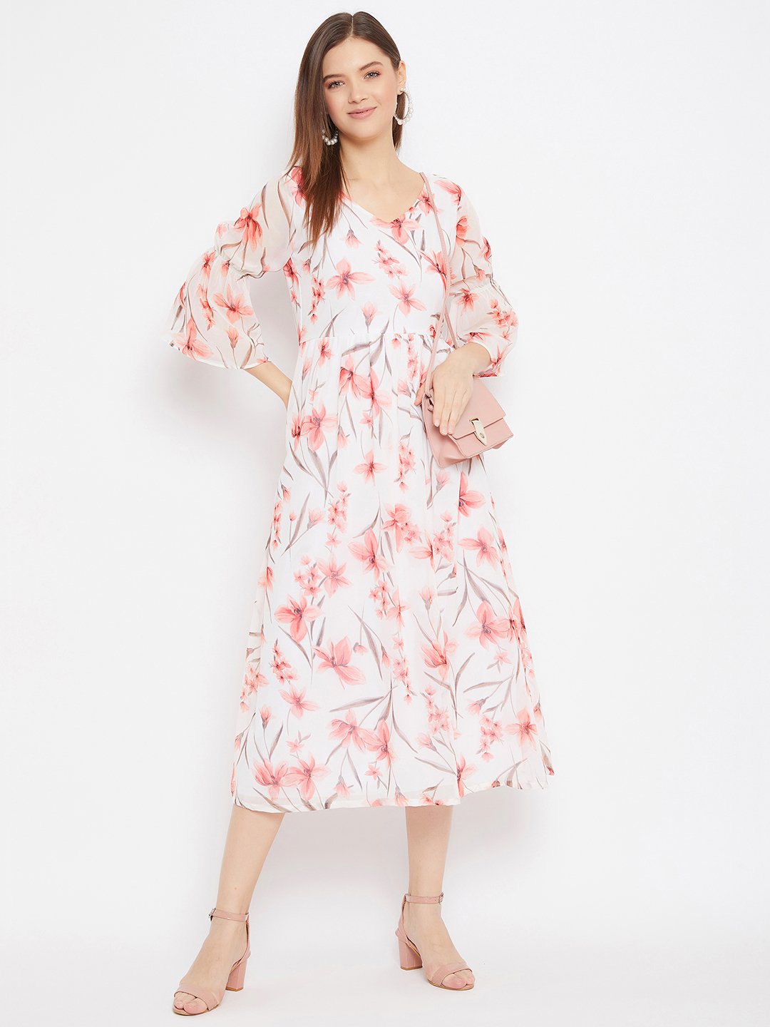 Women's Floral Printed Dress - BitterLime