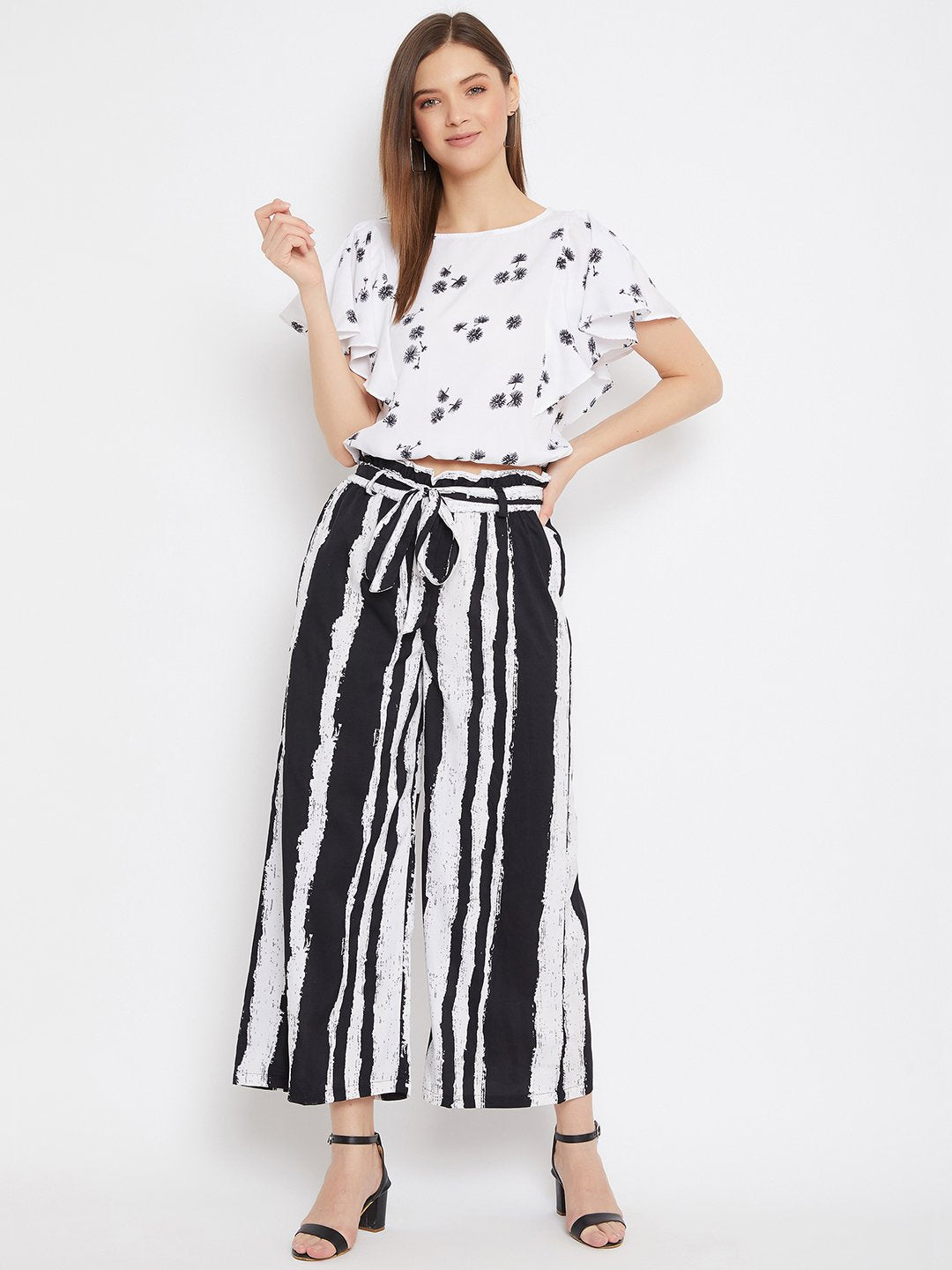 Women's Printed Top And Palazzo set - BitterLime