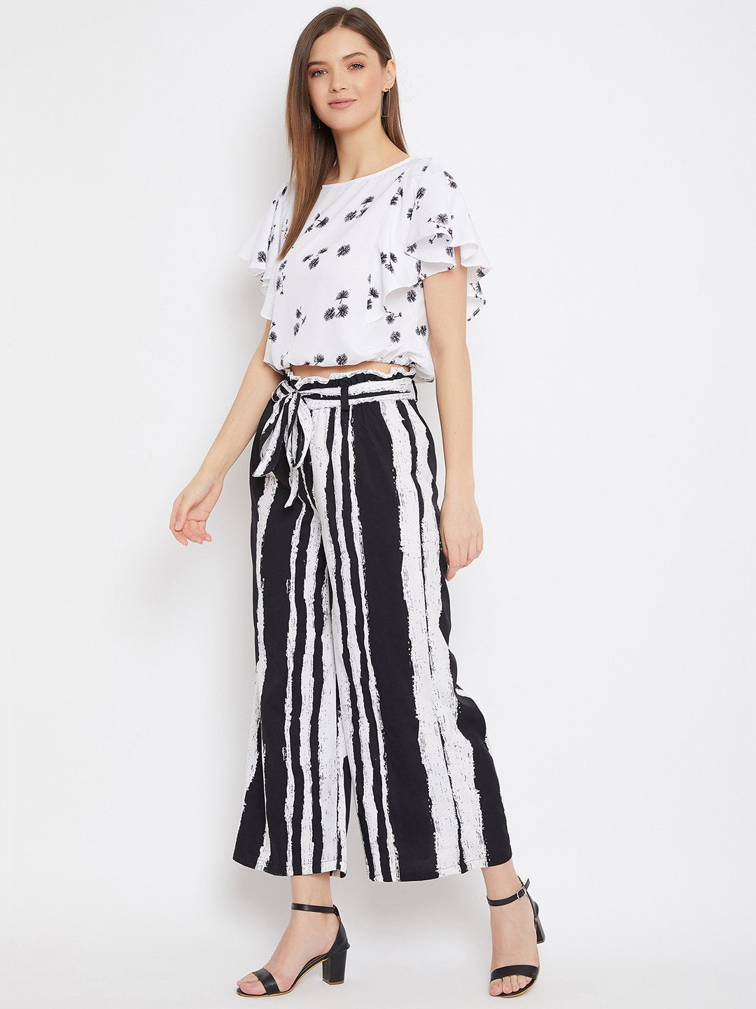 Women's Printed Top And Palazzo set - BitterLime