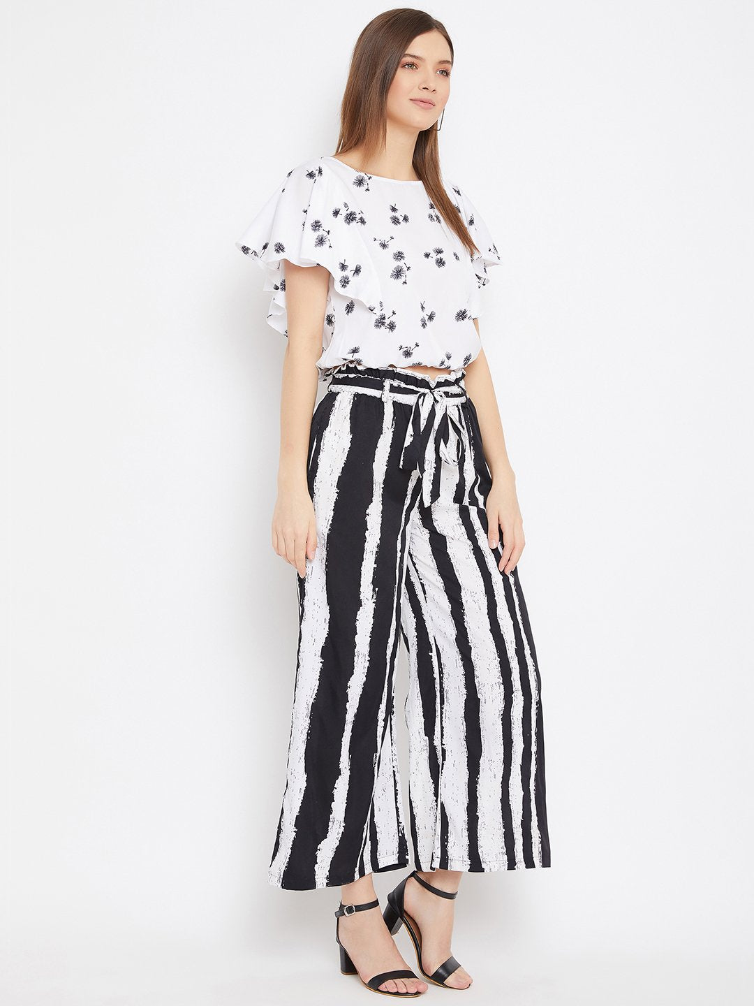 Women's Printed Top And Palazzo set - BitterLime