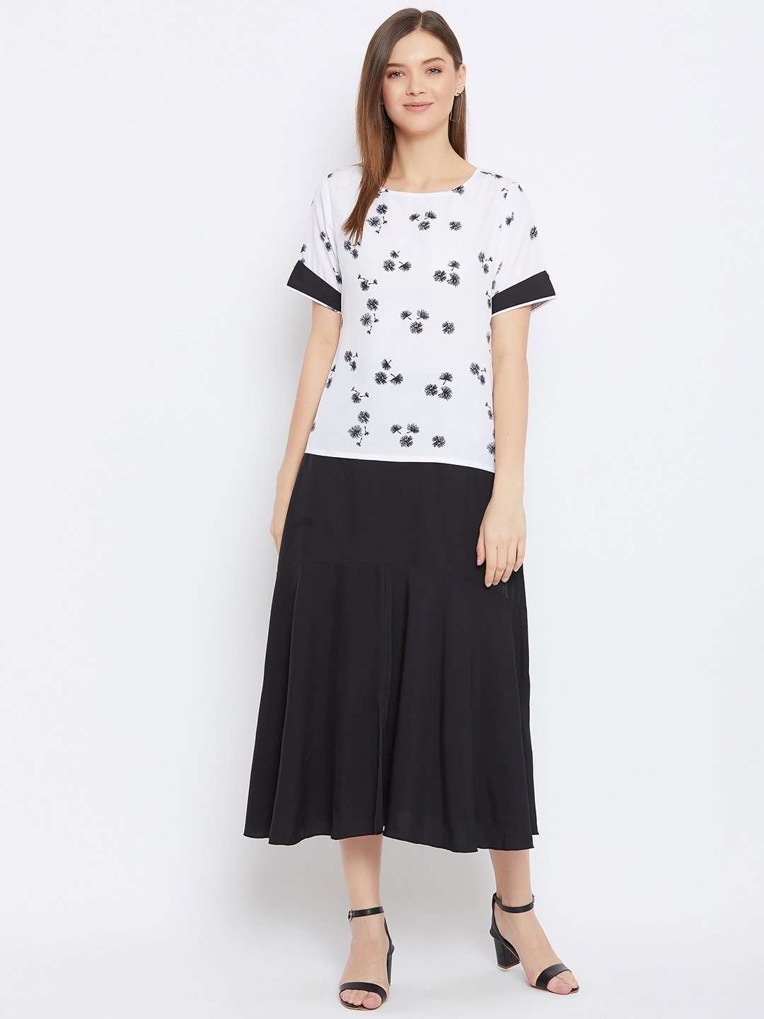 Women's Printed Top And Skirt - BitterLime