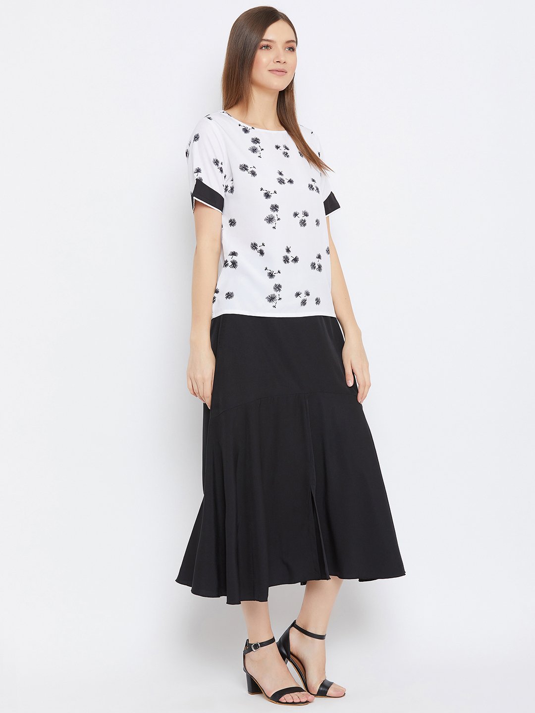 Women's Printed Top And Skirt - BitterLime