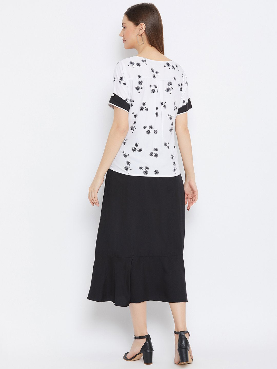 Women's Printed Top And Skirt - BitterLime