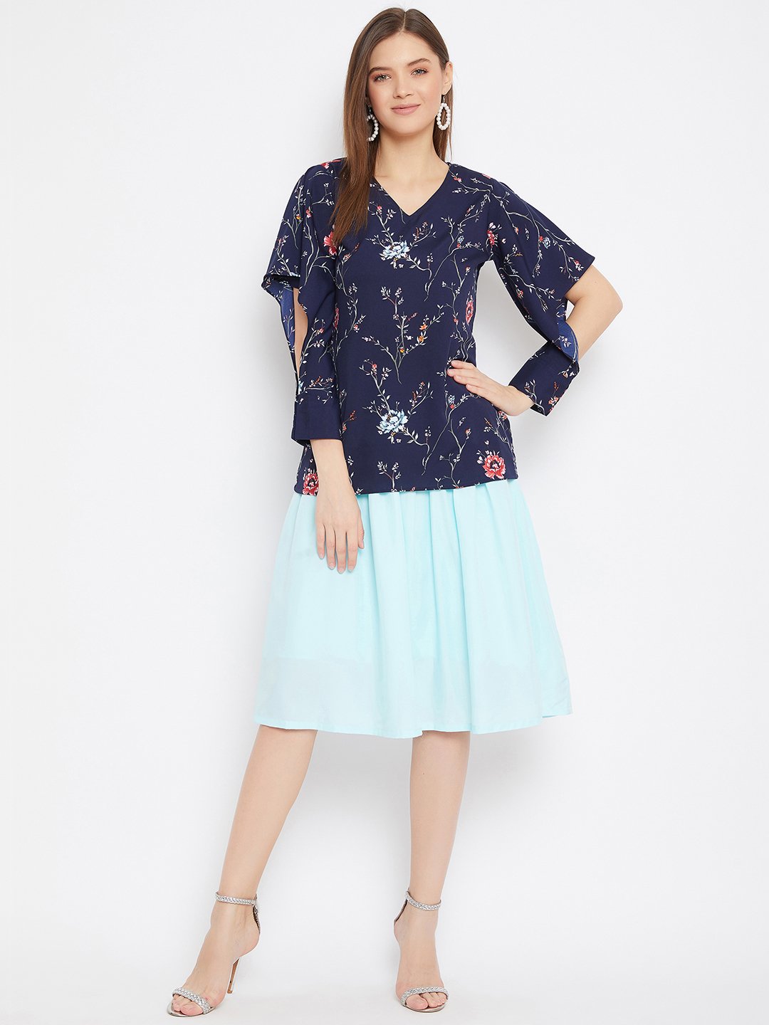 Women's Printed Top And Skirt - BitterLime