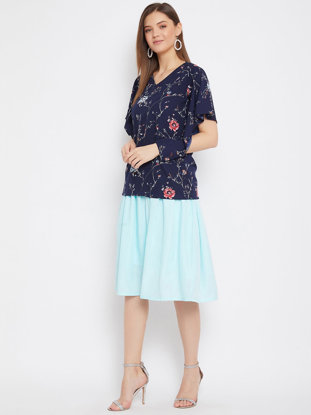 Women's Printed Top And Skirt - BitterLime