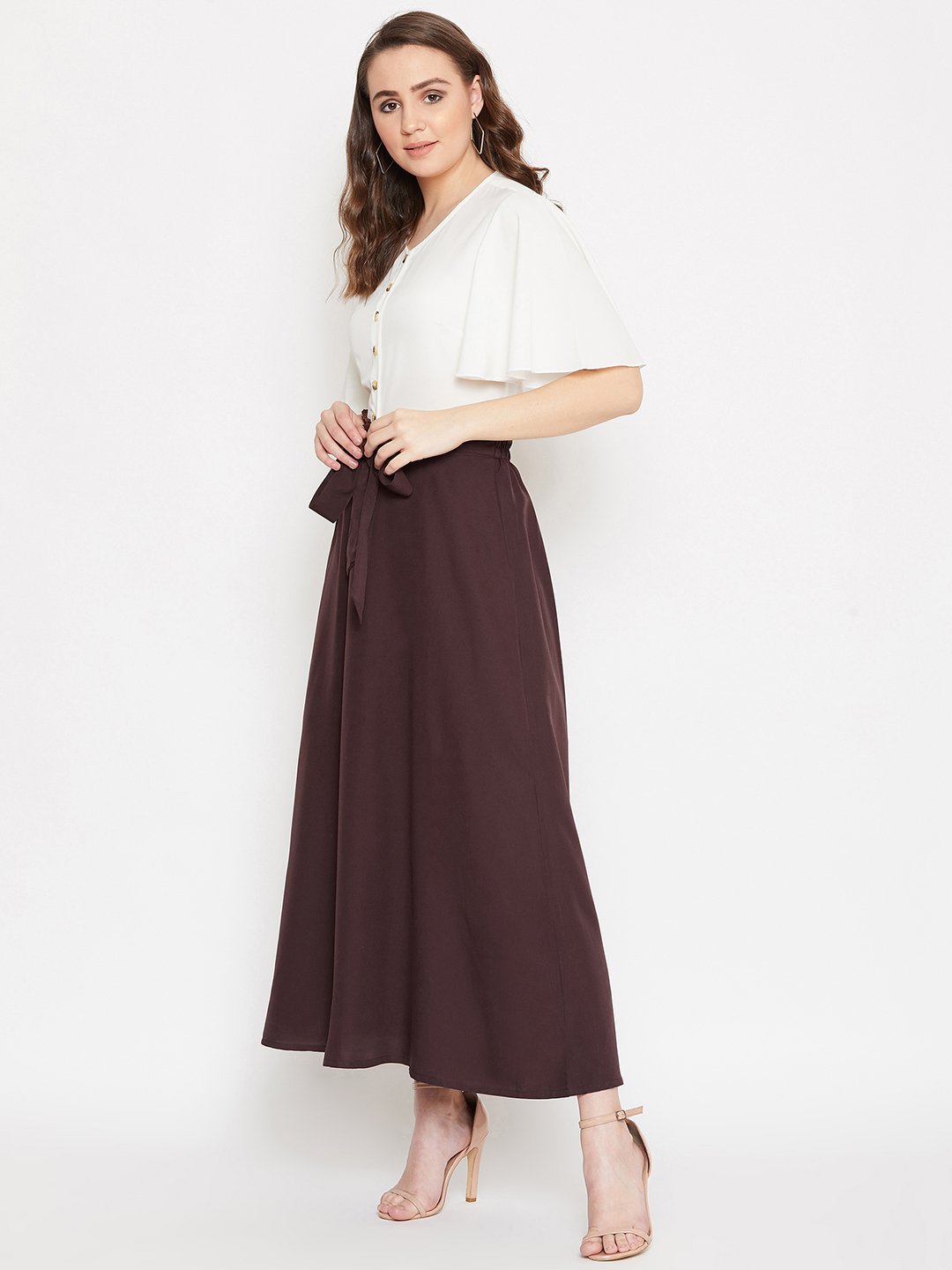 Women's V-Neck Front Button Top & Skirt Set - BitterLime