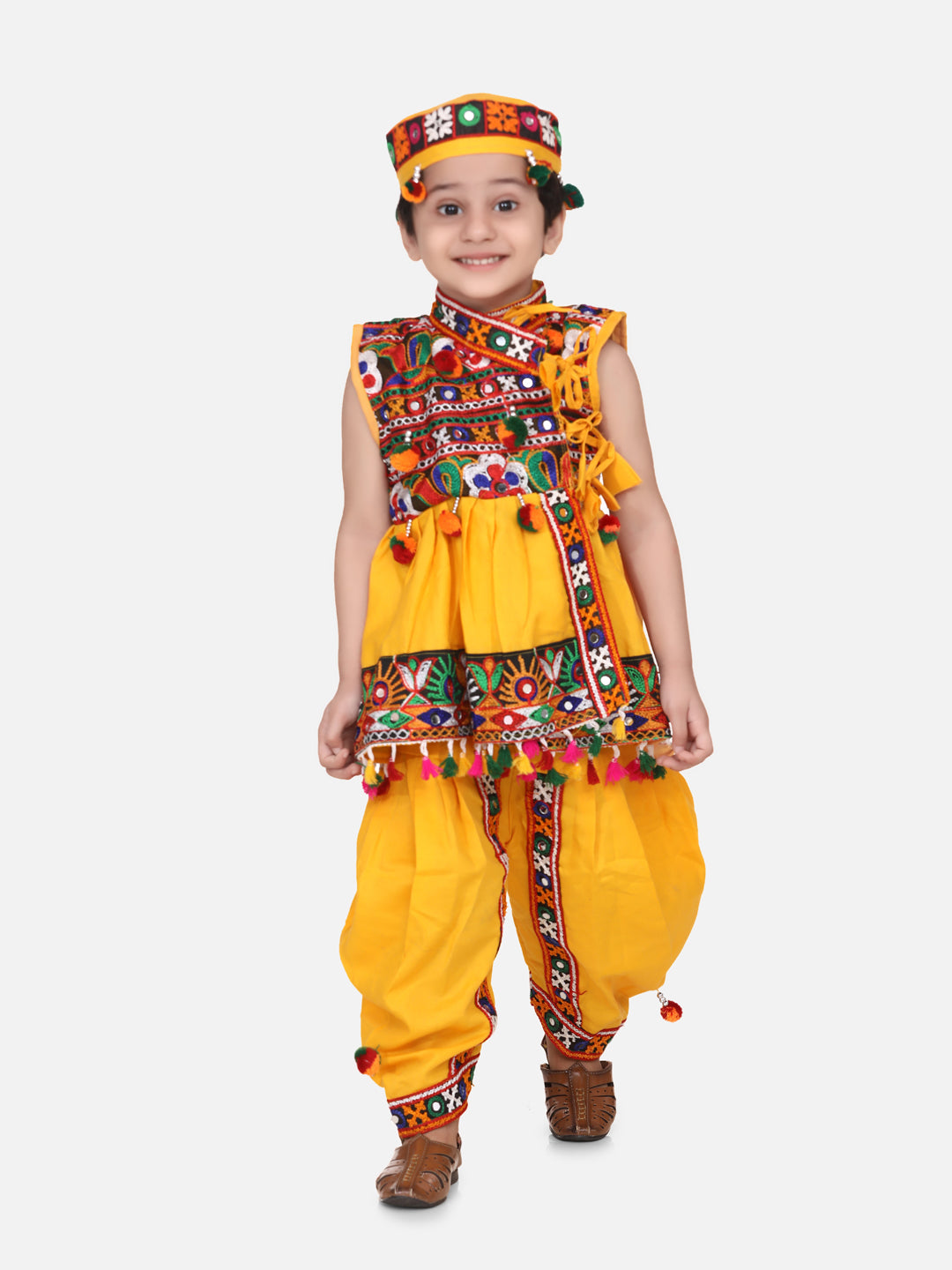 Boy's Yellow Cotton Dhoti Sets - Bownbee